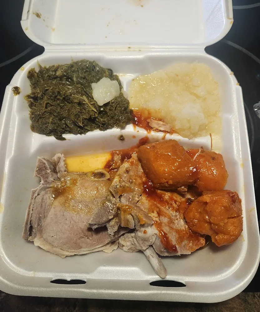 Backbone Collards Boiled Potatoes & Yams